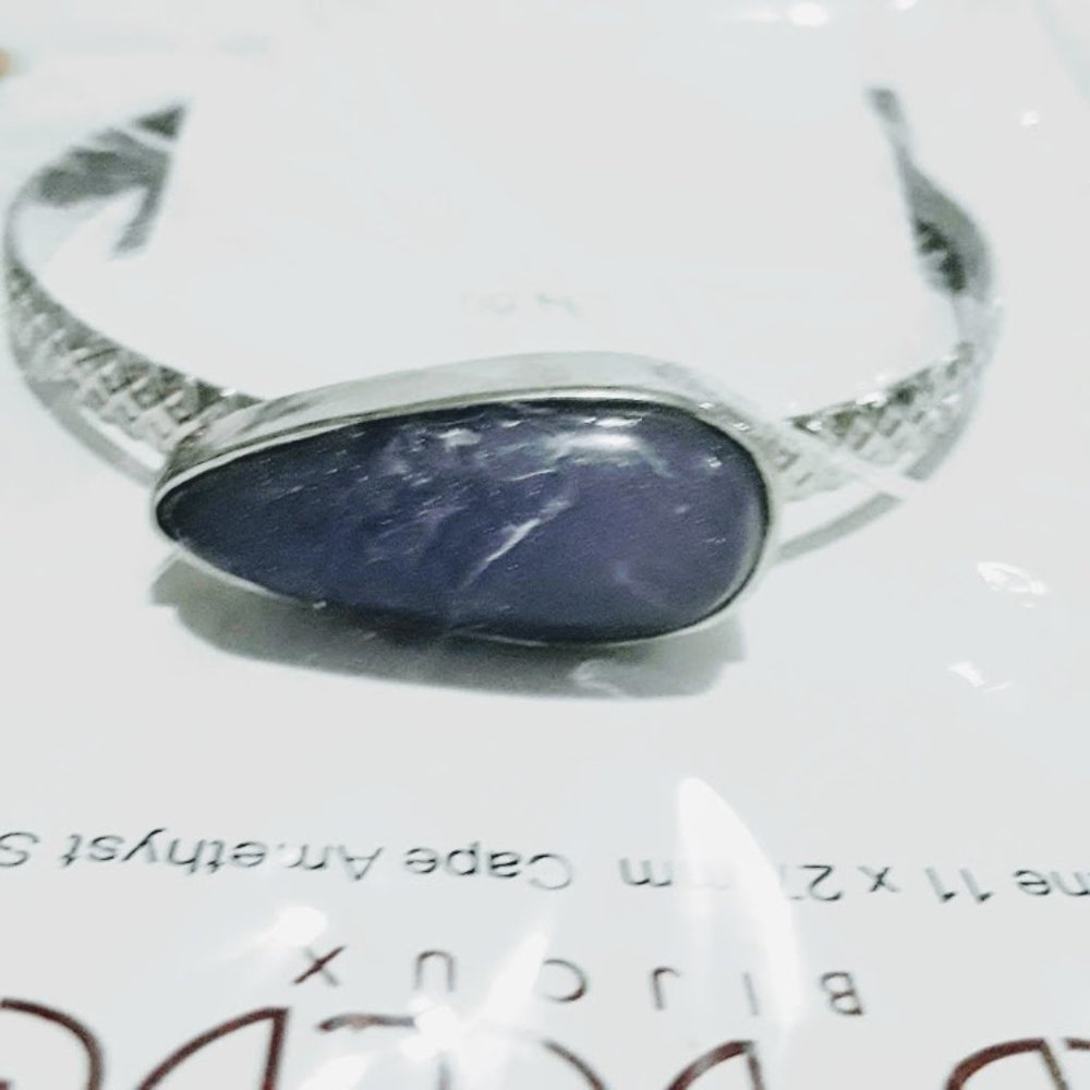 🛒3 for $15 Sale!! Red Velvet Bijoux Genuine Cape Amethyst Stone Open Bracelet